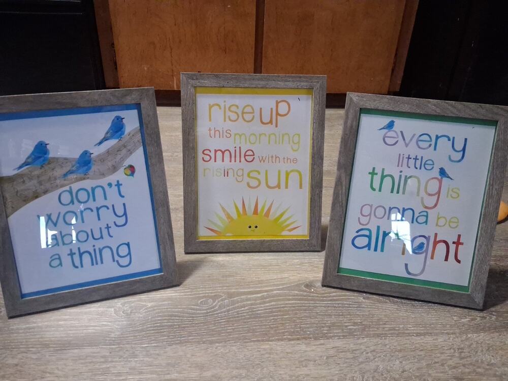 Set of 3 "Three Little Birds" Framed Prints – Perfect Nursery / Kids Room Decor